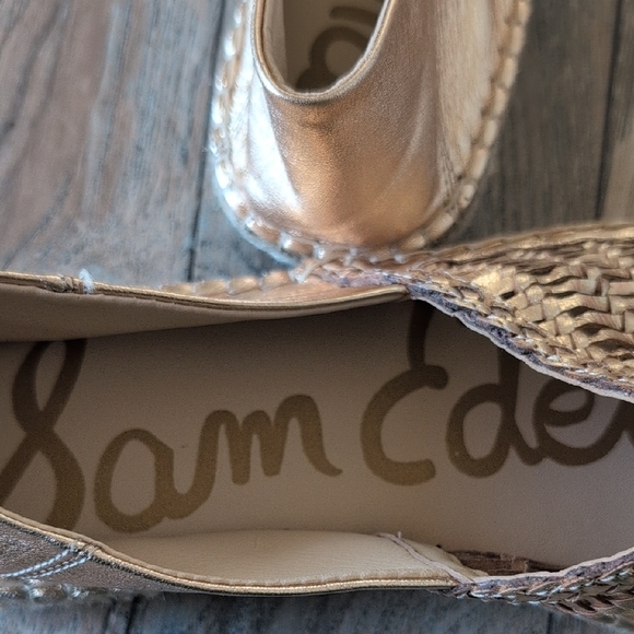 SAM EDELMAN Espadrille Flats Metallic Gold Size 10 - Picture 6 of 8